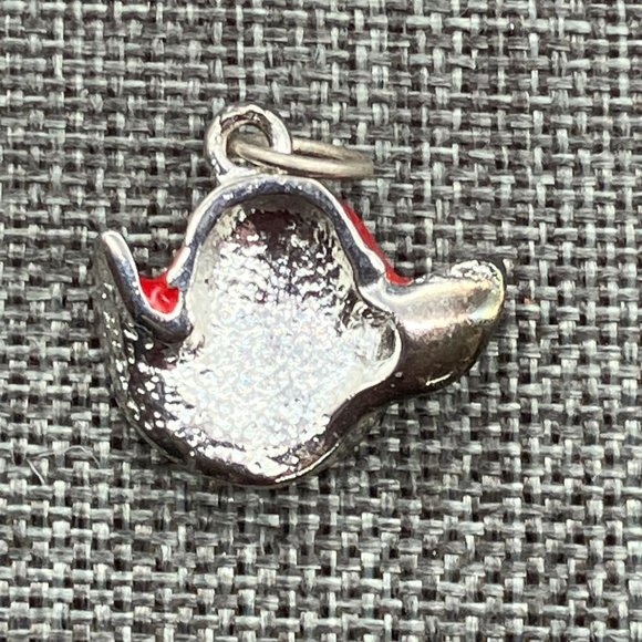 Red Hat Society Pendant Charm Red Enamel Purple Flower Silver Retro Soft Girl - Picture 2 of 4